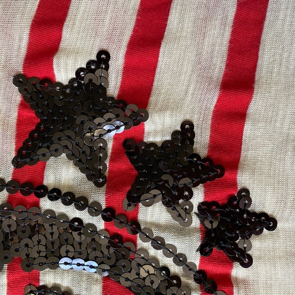 Zara Sequin Anchor Star Red/Ivory Stripe Nautical Beach Tunic Coverup Top.Sz-M - Picture 9 of 16